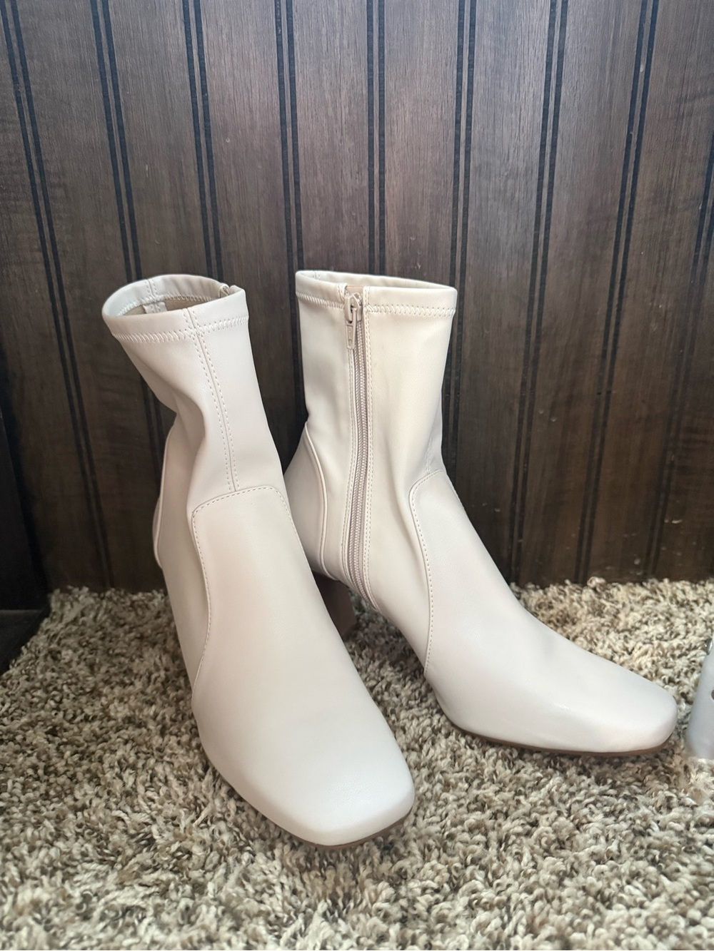 GB girls Soft Cream Stretch Ankle Boots